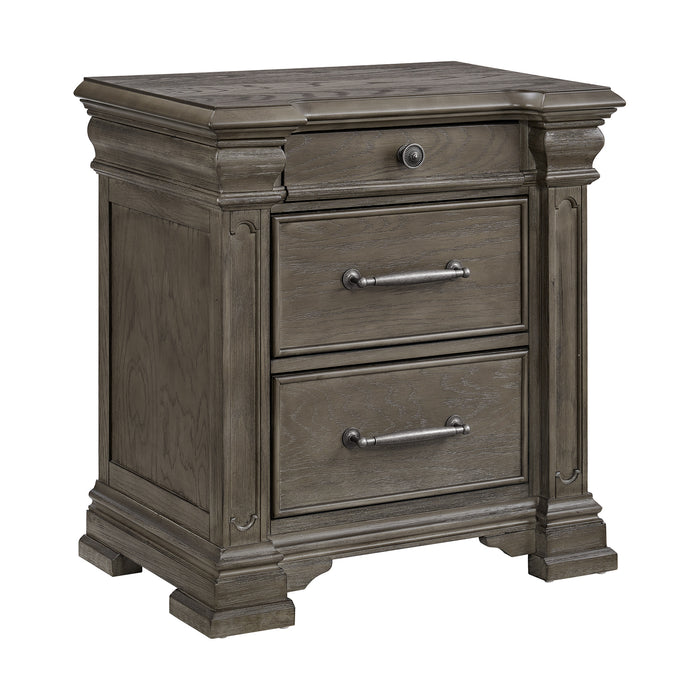 Kings Court 3-Drawer Nightstand (Sliding Top) in Grey - Sweet Furniture (Columbus, Ohio)