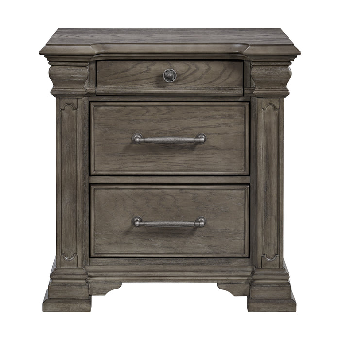 Kings Court 3-Drawer Nightstand (Sliding Top) in Grey - Sweet Furniture (Columbus, Ohio)