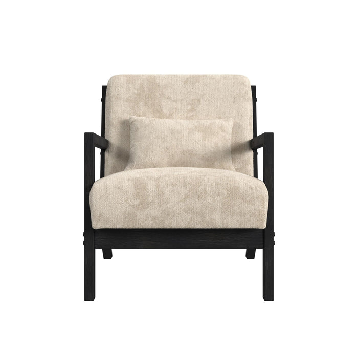 Marina Chair with kidney pillow in Langley Cream and Brushed Espresso Finish - Sweet Furniture (Columbus, Ohio)