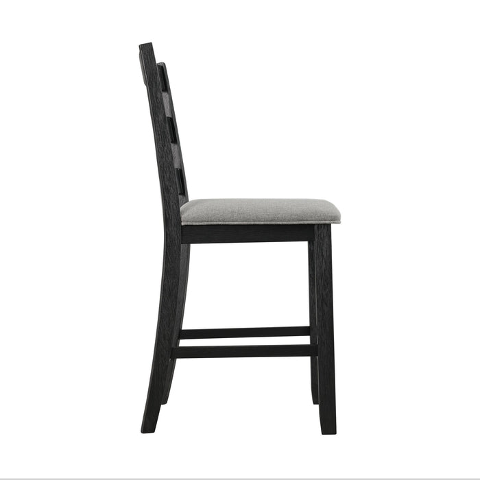 Martin Counter Side Chair with Grey Fabric - Black Finish (2 Per Carton) - Sweet Furniture (Columbus, Ohio)