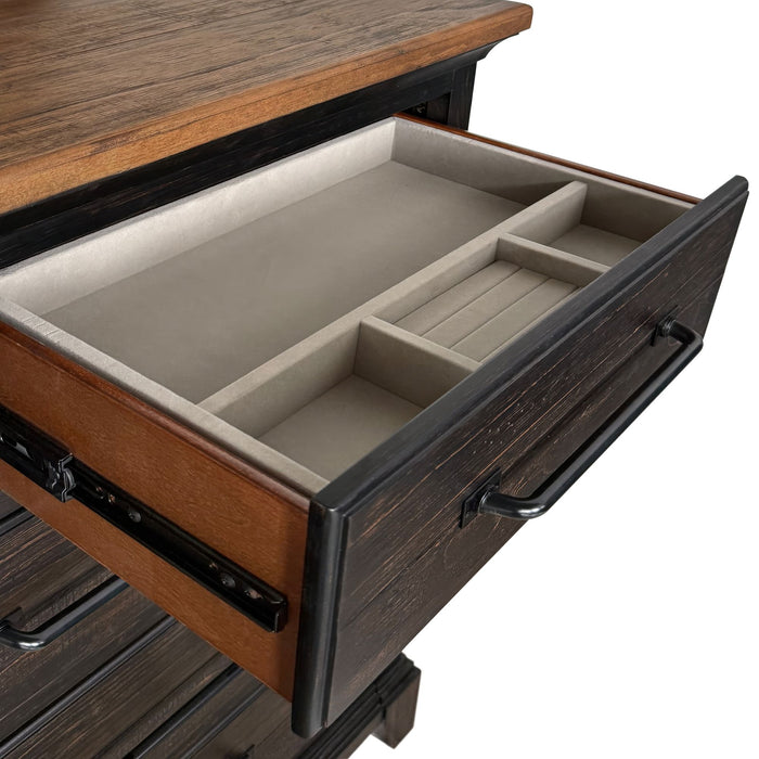 Montrose Dresser and Mirror Set in Espresso & Brown - Sweet Furniture (Columbus, Ohio)