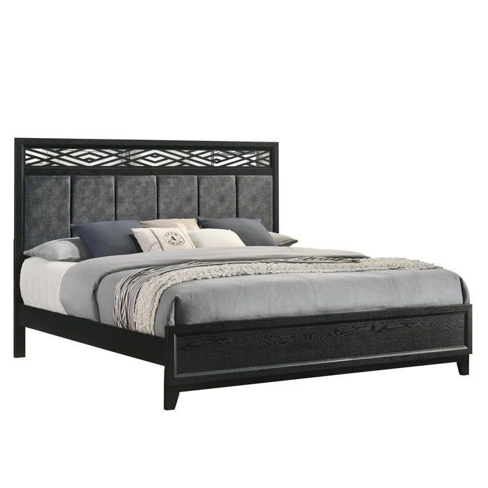 OBSIDIAN Eastern King-California King EK/WK HEADBOARD, FOOTBOARD & SLATS-BLACK