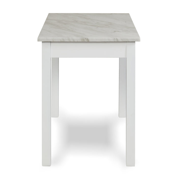 CELESTE DESK W/WHITE/GRAY FAUX MARBLE TOP-WHITE  BASE