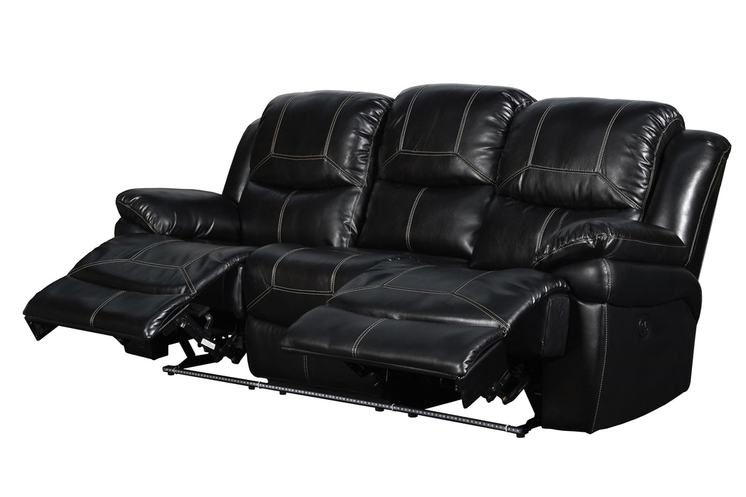 FLYNN SOFA W/LIGHTED BASE & PWR FR-BLACK