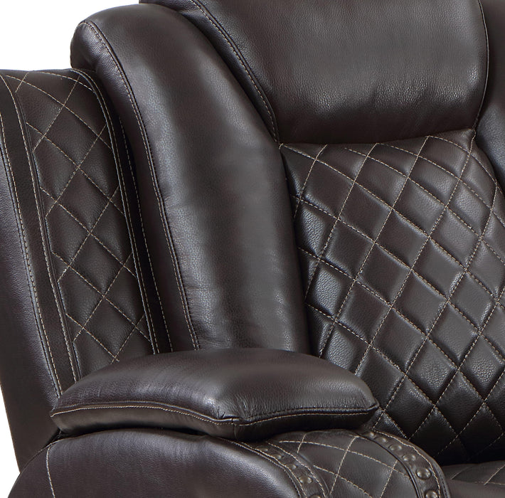 JOSHUA LEATHER GLIDER RECLINER - DK BROWN