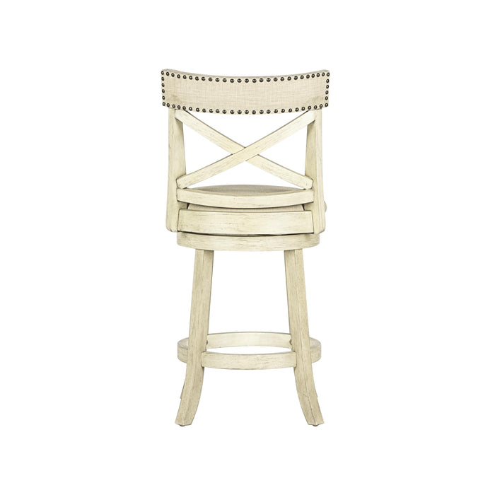 YORK 24" COUNTER STOOL-ANT WHITE W/FABRIC SEAT