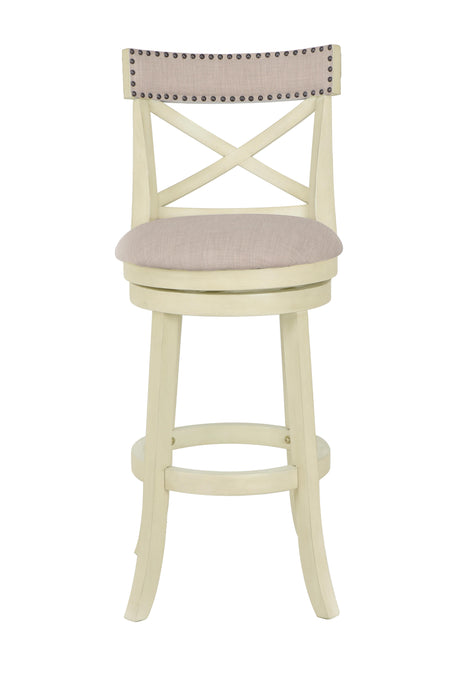 YORK 29" BAR STOOL-ANT WHITE W/FABRIC SEAT