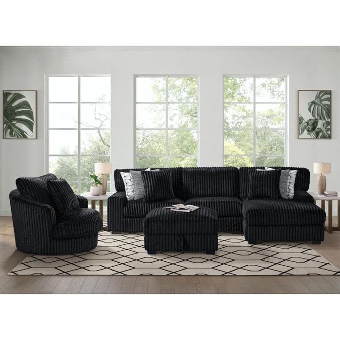 Nightfall LHF Loveseat in Grand Cord Black with 4 Pillows 20" (2 Winkin Walnut, 2 Nod Walnut)