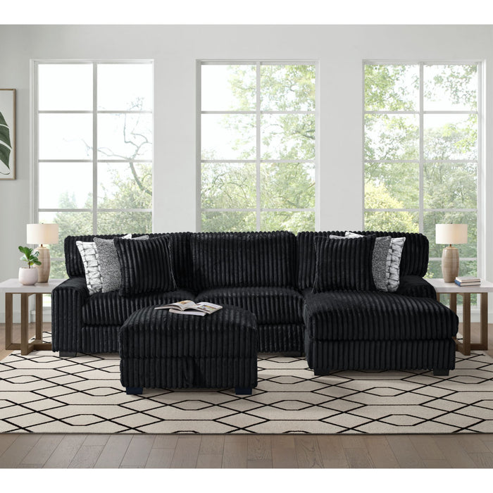 Nightfall RHF Chaise in Grand Cord Black with 2 self Pillows 20" - Sweet Furniture (Columbus, Ohio)