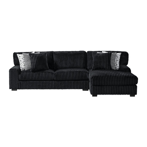Nightfall RHF Chaise in Grand Cord Black with 2 self Pillows 20" - Sweet Furniture (Columbus, Ohio)