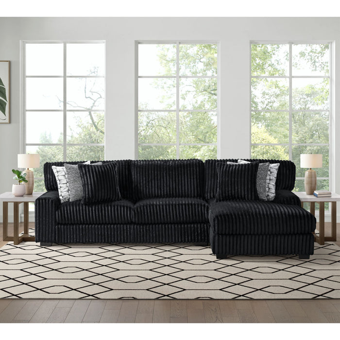 Nightfall RHF Chaise in Grand Cord Black with 2 self Pillows 20" - Sweet Furniture (Columbus, Ohio)