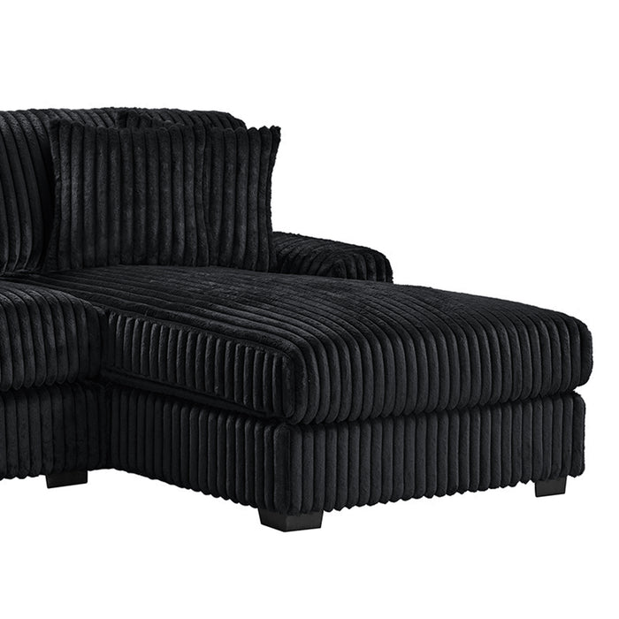 Nightfall RHF Chaise in Grand Cord Black with 2 self Pillows 20" - Sweet Furniture (Columbus, Ohio)