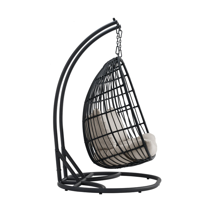 Playa Double Swing Egg Chair Complete - Dark Grey and Olefin Beige