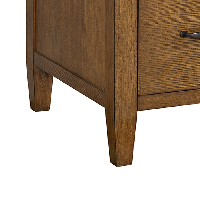 Portico Double Pedestal Desk with Power/USB in Brown Oak