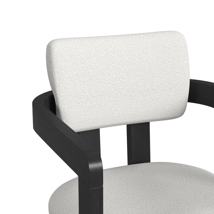 Portland Arm Barstool with White Fabric in Black (2 Per Carton)