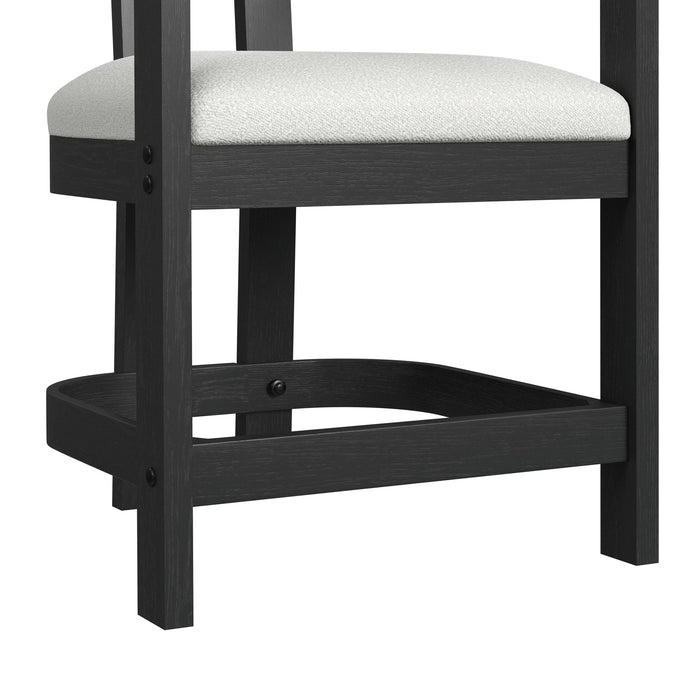Portland Arm Counter Stool with White Fabric in Black (2 Per Carton)