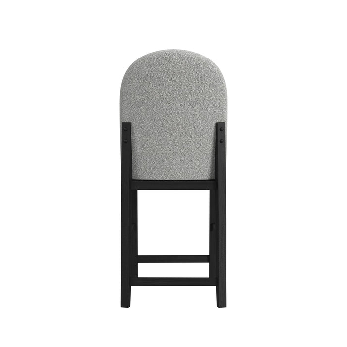 Portland Round Back Barstool with Grey Fabric in Black (2 Per Carton)