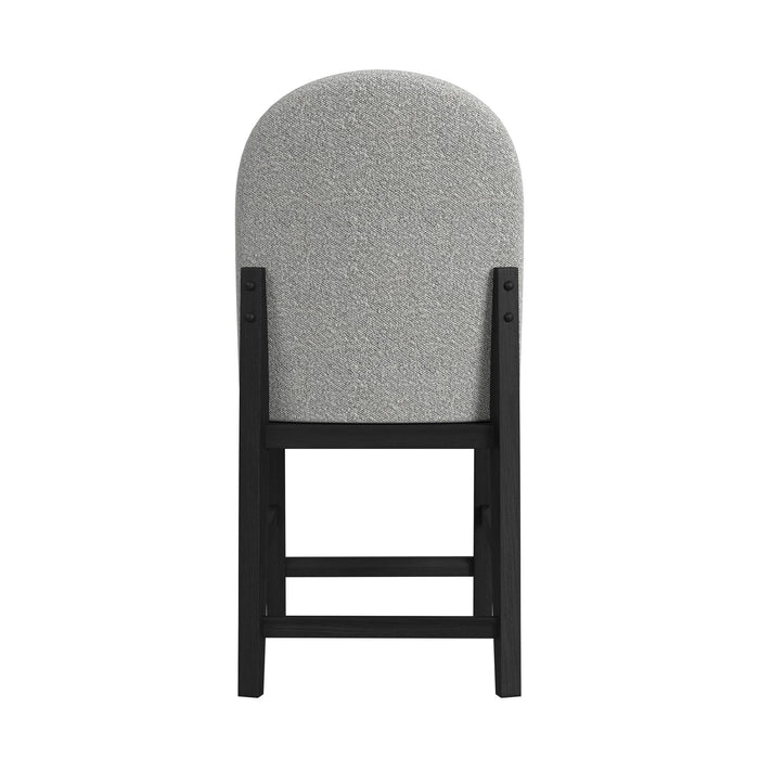 Portland Round Back Counter Stool with Grey Fabric in Black (2 Per Carton)