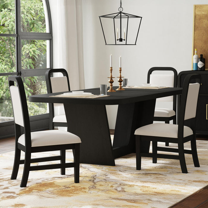 Ridgemont Standard Height Dining Set in Black with Grain-Table and Four Grey Fabric Chairs - Sweet Furniture (Columbus, Ohio)