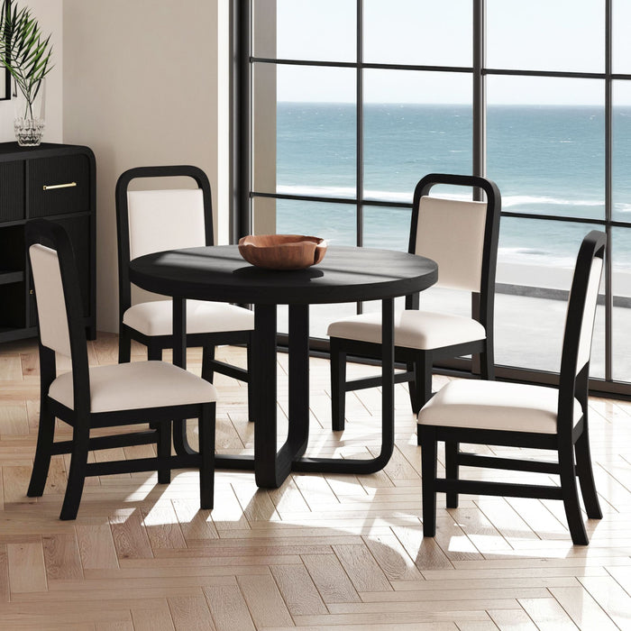 Ridgemont Round Dining Table in Black with Grain