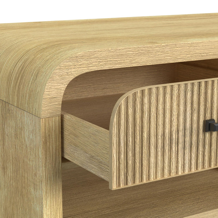 Ridgemont Coffee Table with Casters/Push Through Drawer in Natural - Sweet Furniture (Columbus, Ohio)