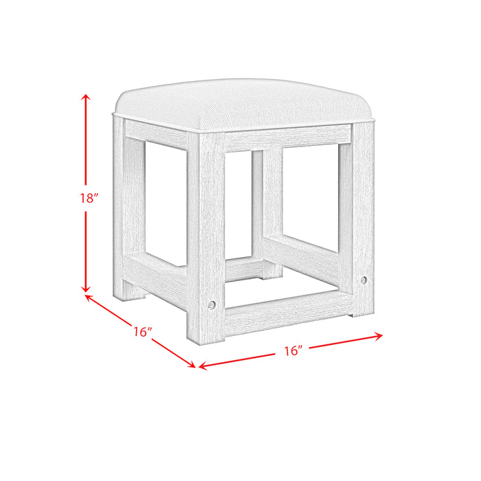 Ridgemont Dressing Stool with White Fabric in Black with Grain - Sweet Furniture (Columbus, Ohio)