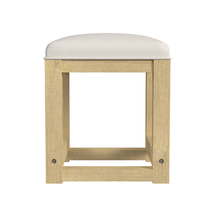 Ridgemont Dressing Stool with White Fabric in Natural - Sweet Furniture (Columbus, Ohio)