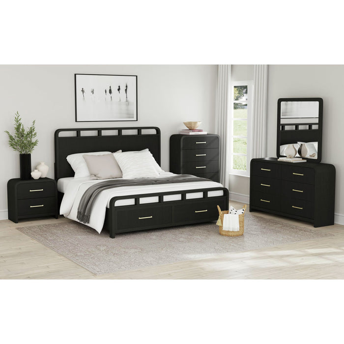 Ridgemont Storage Bedroom Set in Black with Grain - Sweet Furniture (Columbus, Ohio)