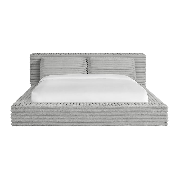 Rosebery UPH Bed with 2 Pillows in Light Grey Corduroy