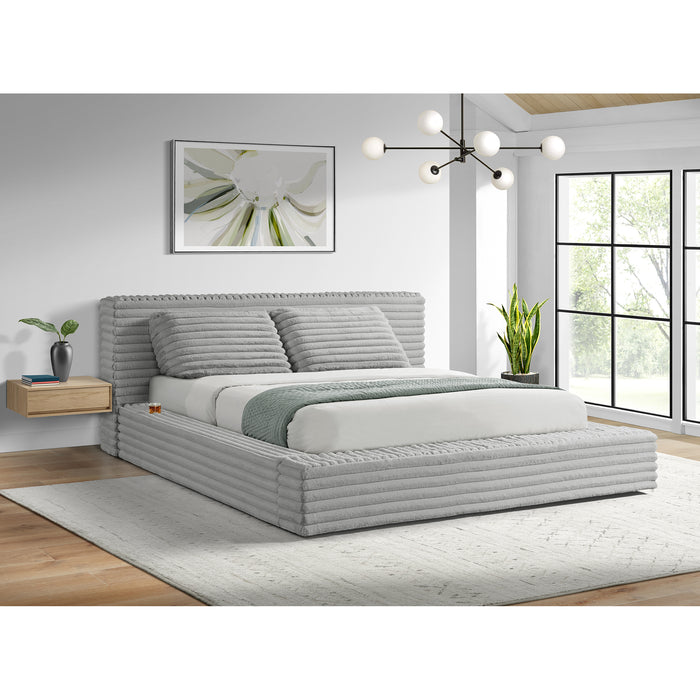 Rosebery UPH Bed with 2 Pillows in Light Grey Corduroy