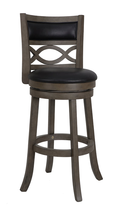 Manchester 29" Bar Stool W/Black Pu Cushions-Gray