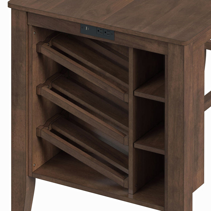 Santa Barbara Kitchen Island & 2 Counter Stools with Dark Grey Fabric in Walnut - Sweet Furniture (Columbus, Ohio)