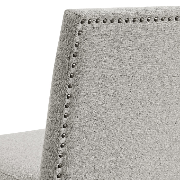 Seneca Counter Corner Bench with Upholstered Back and Grey Fabric