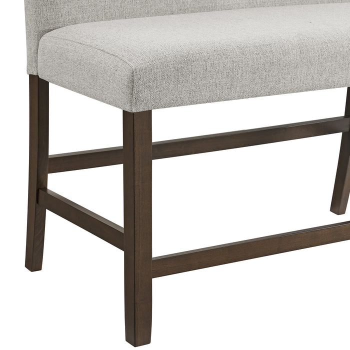 Seneca Counter 3PC Corner Bench with Grey Fabric in Brown - Sweet Furniture (Columbus, Ohio)