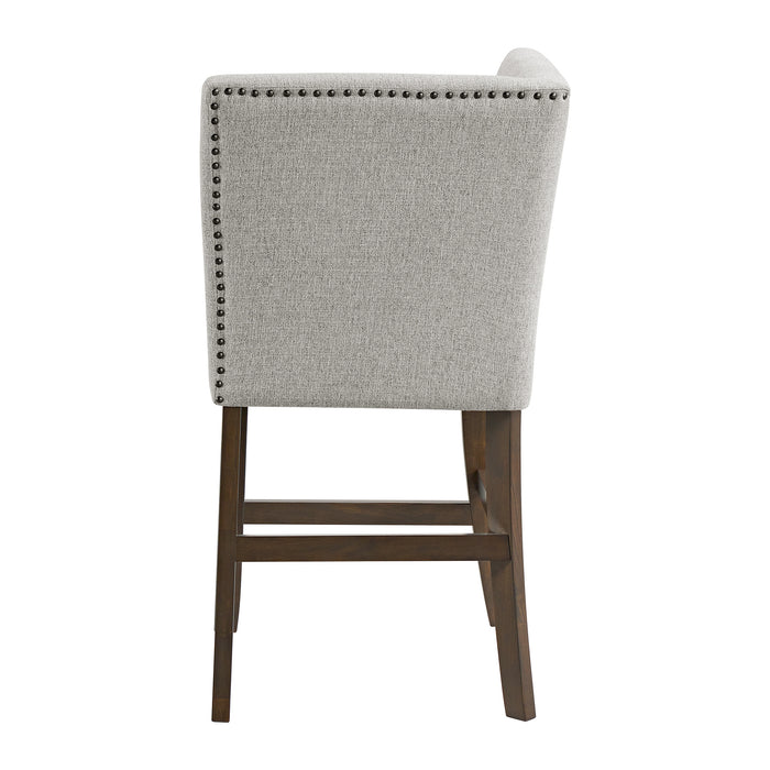 Seneca Counter Corner Bench with Upholstered Back and Grey Fabric