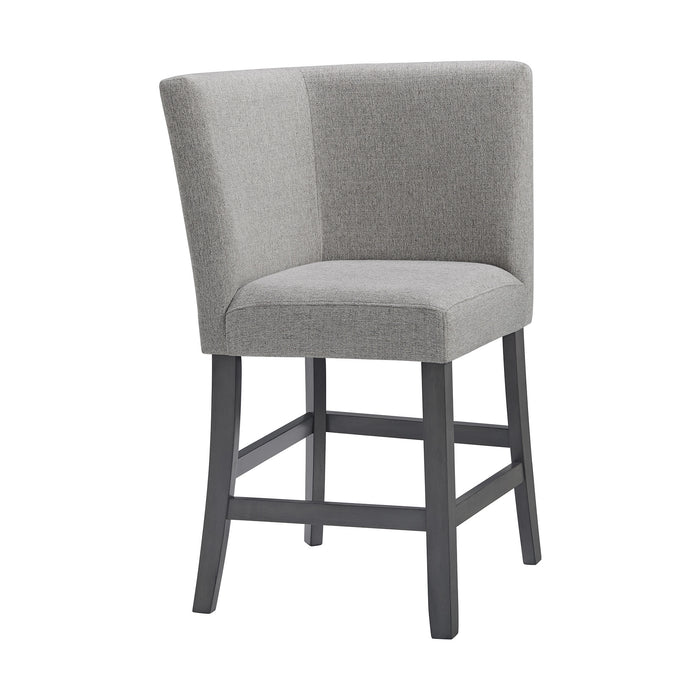 Seneca Counter Corner Bench with Upholstered Back and Grey Fabric