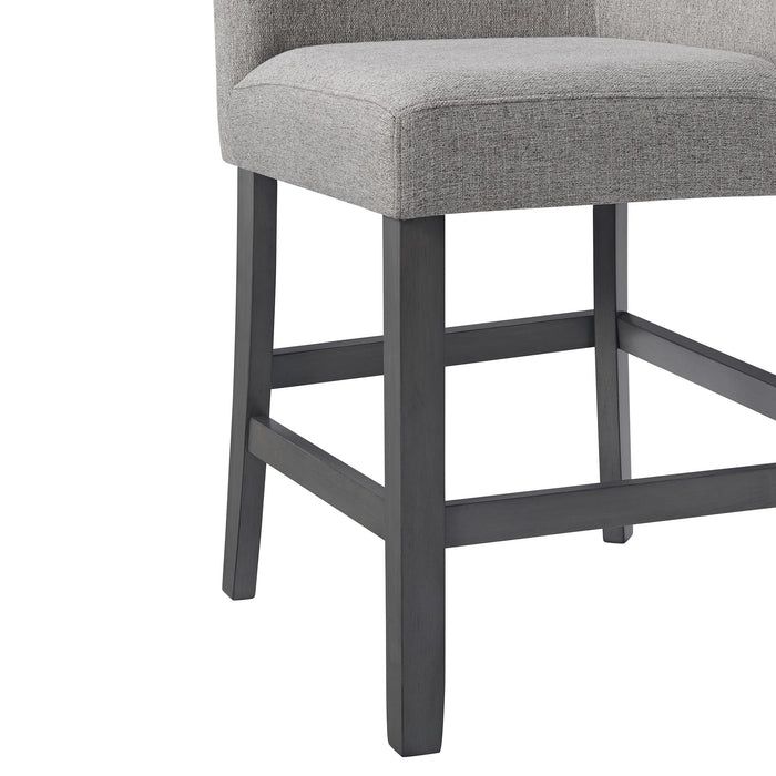 Seneca Counter Corner Bench with Upholstered Back and Grey Fabric