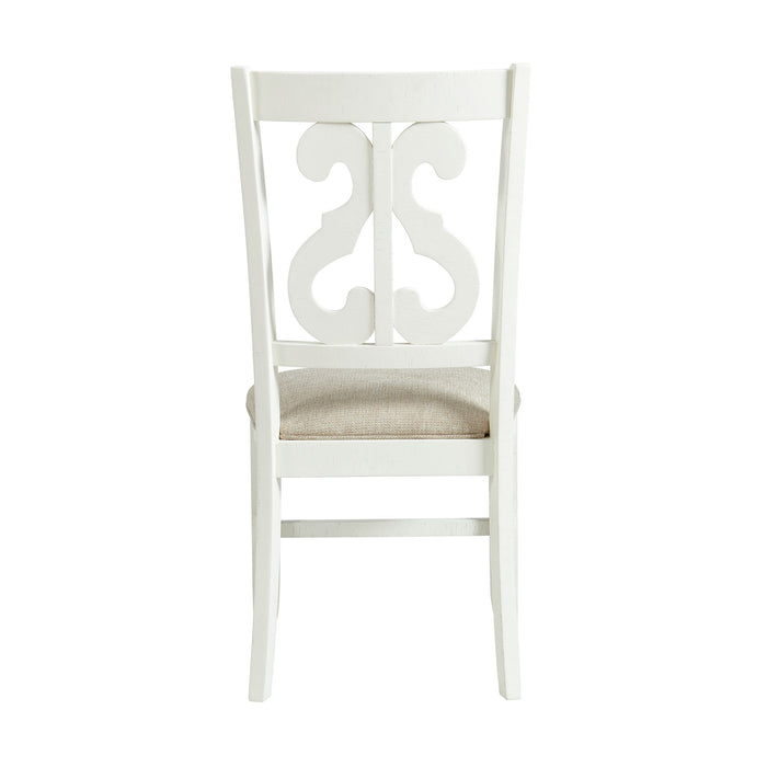 Stone Wooden Swirl Back Side Chair in White (2 Per Pack)