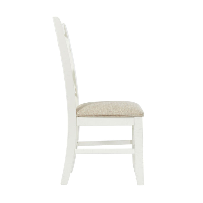 Stone Wooden Swirl Back Side Chair in White (2 Per Pack)