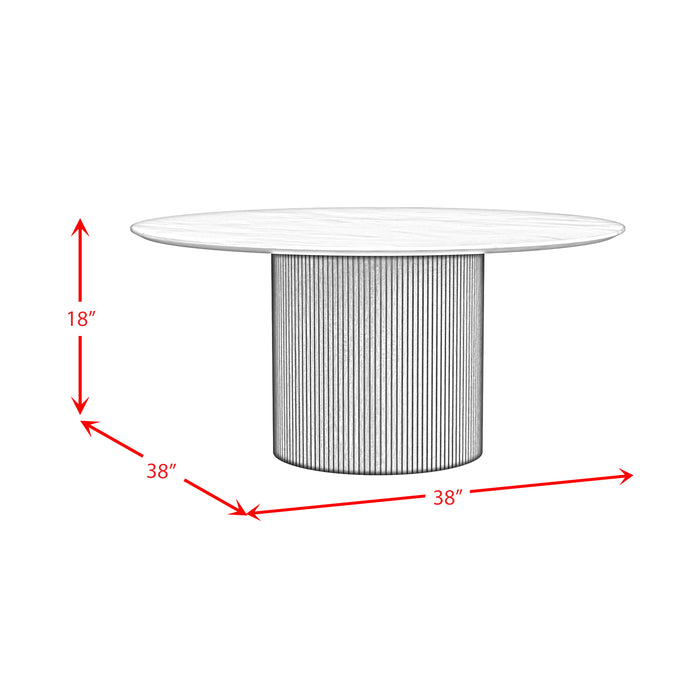 Sylvie Round Coffee Table with White Faux Marble Top and Base in Dark Brown - Sweet Furniture (Columbus, Ohio)