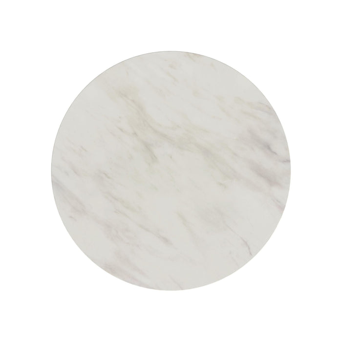 Sylvie Round Dining Table with White Faux Marble Top in Dark Brown - Sweet Furniture (Columbus, Ohio)