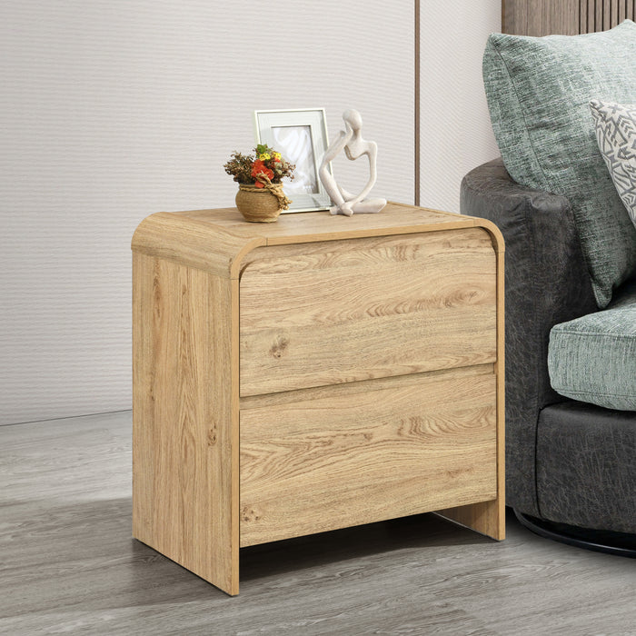 Mara Two Drawer End Table / Bedside Table-Natural