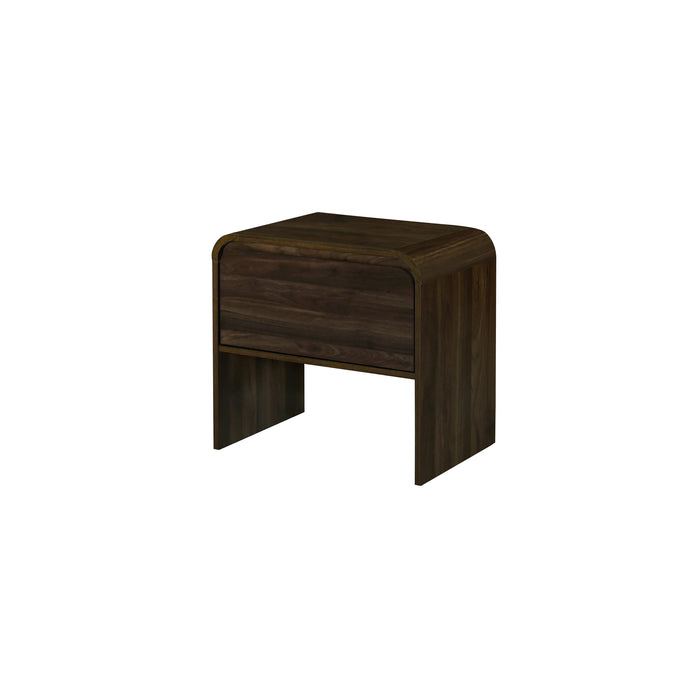 Mara One Drawer End Table / Bedside Table-Walnut