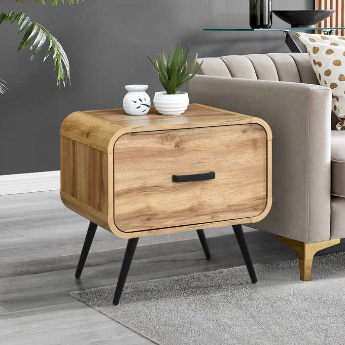 Rowan One Drawer End Table/Bedside Table-Natural