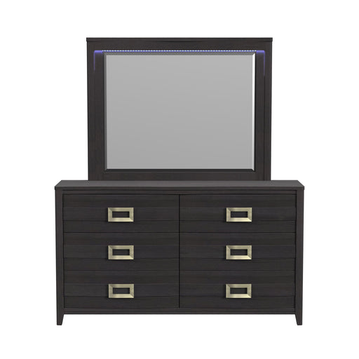Tobias Dresser and Mirror Set with LED in Black - Sweet Furniture (Columbus, Ohio)