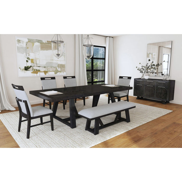 Transcend Dining Bench with Light Grey Fabric in Charcoal - Sweet Furniture (Columbus, Ohio)
