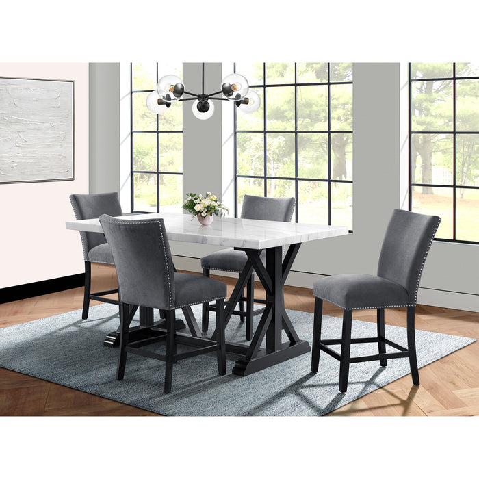 Tuscany Counter Linen Nailhead Side Chair (2 Per Pack) - Charcoal - Sweet Furniture (Columbus, Ohio)