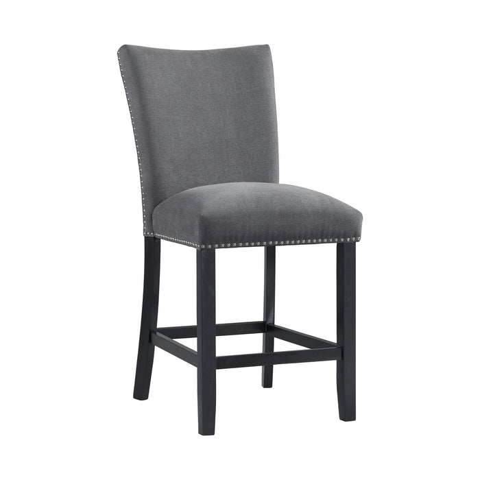 Tuscany Counter Linen Nailhead Side Chair (2 Per Pack) - Charcoal - Sweet Furniture (Columbus, Ohio)