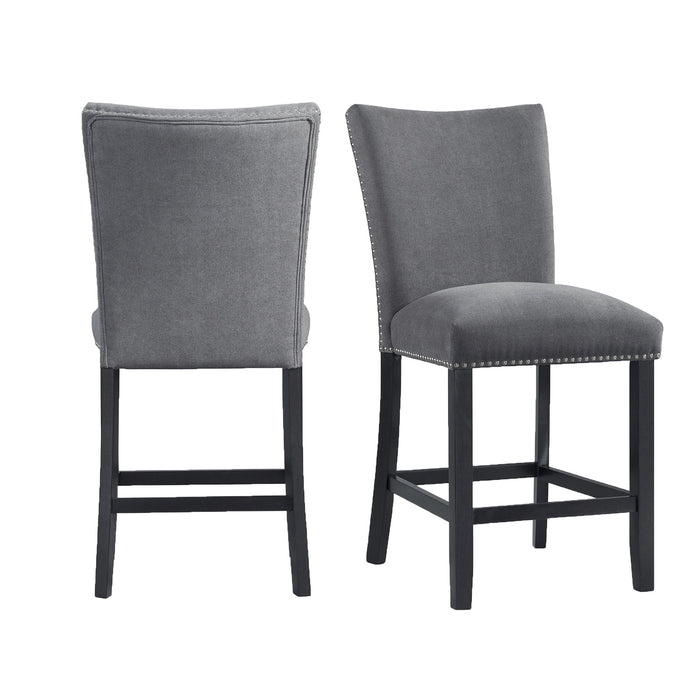 Tuscany Counter Linen Nailhead Side Chair (2 Per Pack) - Charcoal - Sweet Furniture (Columbus, Ohio)