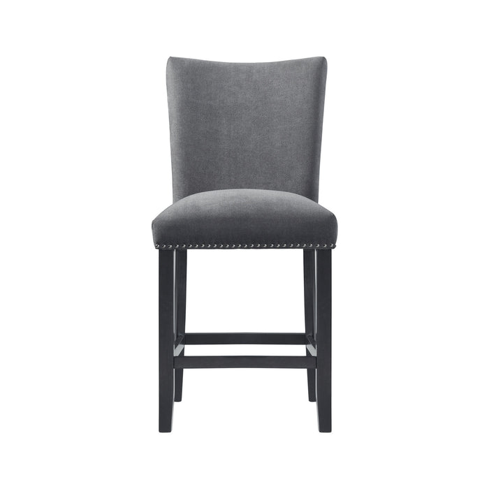 Tuscany Counter Linen Nailhead Side Chair (2 Per Pack) - Charcoal - Sweet Furniture (Columbus, Ohio)